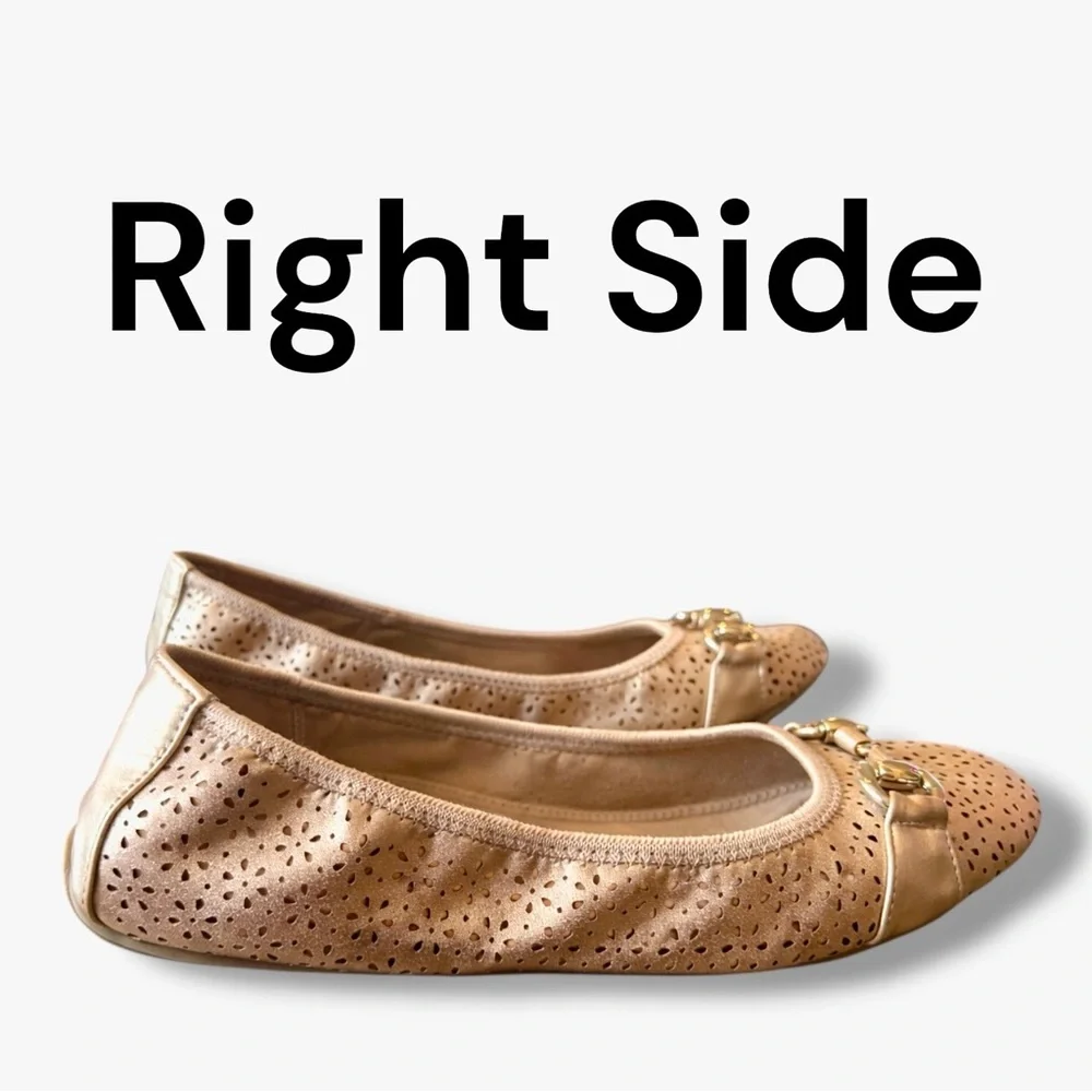 Me too Lila Laser-Cut Slip On Ballet Flats In a Rose Gold Metallic Leather 8.5M - Picture 4 of 10